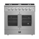 Forno 5-Piece Appliance Package - 36-inch Gas Range, Hood, Refrigerator, Dishwasher and 24-Inch Microwave Drawer in Stainless Steel