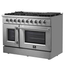Forno 5-Piece Appliance Package - 48-inch Gas Range, Hood, Refrigerator, Dishwasher and 24-Inch Microwave Oven in Stainless Steel