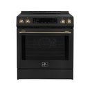 Forno 2-Piece Appliance Package - 30-Inch Induction Range and 30-Inch French Door Refrigerator in Black with Antique Brass Handle (FBDL-015-15CAUS)