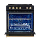 Forno 2-Piece Appliance Package - 30-Inch Slide-In Induction Range and 31-Inch Bottom Freezer Door Refrigerator in Black with Antique Brass Handle (FBDL-014-12CAUS)