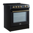 Forno Leonardo Espresso 30-Inch Induction Range in Black with Antique Brass Trim (FFSIN0982-30BLK)