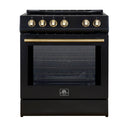 Forno Leonardo Espresso 30-Inch Induction Range in Black with Antique Brass Trim (FFSIN0982-30BLK)