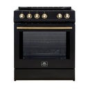 Forno 2-Piece Appliance Package - 30-Inch Slide-In Induction Range and 31-Inch Refrigerator, Right Hinge in Black with Antique Brass Handle (FBDL-014-11CAUS)