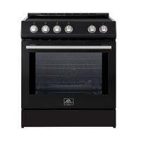 Forno Leonardo Espresso 30-Inch Induction Range in Black with Stainless Steel Trim (FFSIN0982-30BLK)