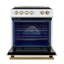 Forno Leonardo Espresso 30-Inch Induction Range in White with Antique Brass Trim (FFSIN0982-30WHT)