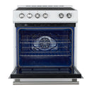 Forno 4-Piece Appliance Package - 30-Inch Induction Range, Under Cabinet Range Hood, French Door Refrigerator, and Dishwasher in White with Stainless Steel Trim