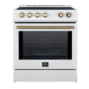 Forno Leonardo Espresso 30-Inch Induction Range in White with Antique Brass Trim (FFSIN0982-30WHT)