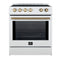 Forno Leonardo Espresso 30-Inch Slide-In White Induction Range with Brass Trim (FFSIN0982-30WHT)