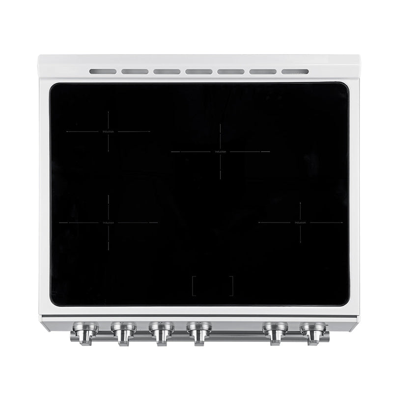 Forno 5-Piece Appliance Package - 30-Inch Induction Range, Under Cabinet Range Hood, Refrigerator, Dishwasher, and 30-Inch Microwave Oven in White with Stainless Steel Trim