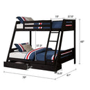 Parrot Uncle Solid Wood Twin / Full Bunk Bed with Reversible Angled Ladder and Underbed Drawers