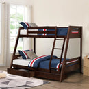Parrot Uncle Solid Wood Twin / Full Bunk Bed with Reversible Angled Ladder and Underbed Drawers