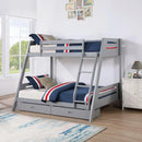 Parrot Uncle Solid Wood Twin / Full Bunk Bed with Reversible Angled Ladder and Underbed Drawers