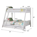 Parrot Uncle Solid Wood Twin / Full Bunk Bed with Reversible Angled Ladder and Underbed Drawers