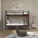 Parrot Uncle Transitional Solid Hardwood Twin over Twin Bunk Bed, Patented Insert & Lock Joint for Extra Safety for Kids