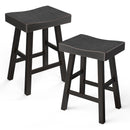 Parrot Uncle Set of 2 Farmhouse Solid Wood Bar Stools - Backless Saddle Seat Counter Height Chairs for Kitchen Island, Breakfast Nook & Home Office