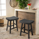 Parrot Uncle Set of 2 Farmhouse Solid Wood Bar Stools - Backless Saddle Seat Counter Height Chairs for Kitchen Island, Breakfast Nook & Home Office