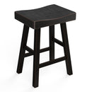 Parrot Uncle Set of 2 Farmhouse Solid Wood Bar Stools - Backless Saddle Seat Counter Height Chairs for Kitchen Island, Breakfast Nook & Home Office