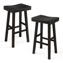 Parrot Uncle Set of 2 Farmhouse Solid Wood Bar Stools - Backless Saddle Seat Counter Height Chairs for Kitchen Island, Breakfast Nook & Home Office