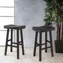 Parrot Uncle Set of 2 Farmhouse Solid Wood Bar Stools - Backless Saddle Seat Counter Height Chairs for Kitchen Island, Breakfast Nook & Home Office