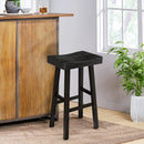 Parrot Uncle Set of 2 Farmhouse Solid Wood Bar Stools - Backless Saddle Seat Counter Height Chairs for Kitchen Island, Breakfast Nook & Home Office