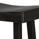 Parrot Uncle Set of 2 Farmhouse Solid Wood Bar Stools - Backless Saddle Seat Counter Height Chairs for Kitchen Island, Breakfast Nook & Home Office