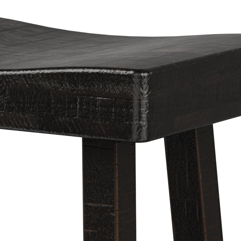 Parrot Uncle Set of 2 Farmhouse Solid Wood Bar Stools - Backless Saddle Seat Counter Height Chairs for Kitchen Island, Breakfast Nook & Home Office