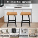 Parrot Uncle Set of 2 Farmhouse Solid Wood Bar Stools - Backless Saddle Seat Counter Height Chairs for Kitchen Island, Breakfast Nook & Home Office