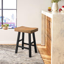 Parrot Uncle Set of 2 Farmhouse Solid Wood Bar Stools - Backless Saddle Seat Counter Height Chairs for Kitchen Island, Breakfast Nook & Home Office