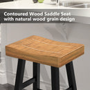 Parrot Uncle Set of 2 Farmhouse Solid Wood Bar Stools - Backless Saddle Seat Counter Height Chairs for Kitchen Island, Breakfast Nook & Home Office