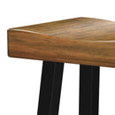 Parrot Uncle Set of 2 Farmhouse Solid Wood Bar Stools - Backless Saddle Seat Counter Height Chairs for Kitchen Island, Breakfast Nook & Home Office