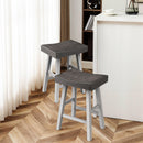 Parrot Uncle Set of 2 Farmhouse Solid Wood Bar Stools - Backless Saddle Seat Counter Height Chairs for Kitchen Island, Breakfast Nook & Home Office