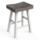 Parrot Uncle Set of 2 Farmhouse Solid Wood Bar Stools - Backless Saddle Seat Counter Height Chairs for Kitchen Island, Breakfast Nook & Home Office