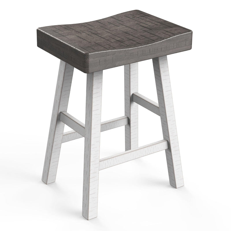 Parrot Uncle Set of 2 Farmhouse Solid Wood Bar Stools - Backless Saddle Seat Counter Height Chairs for Kitchen Island, Breakfast Nook & Home Office