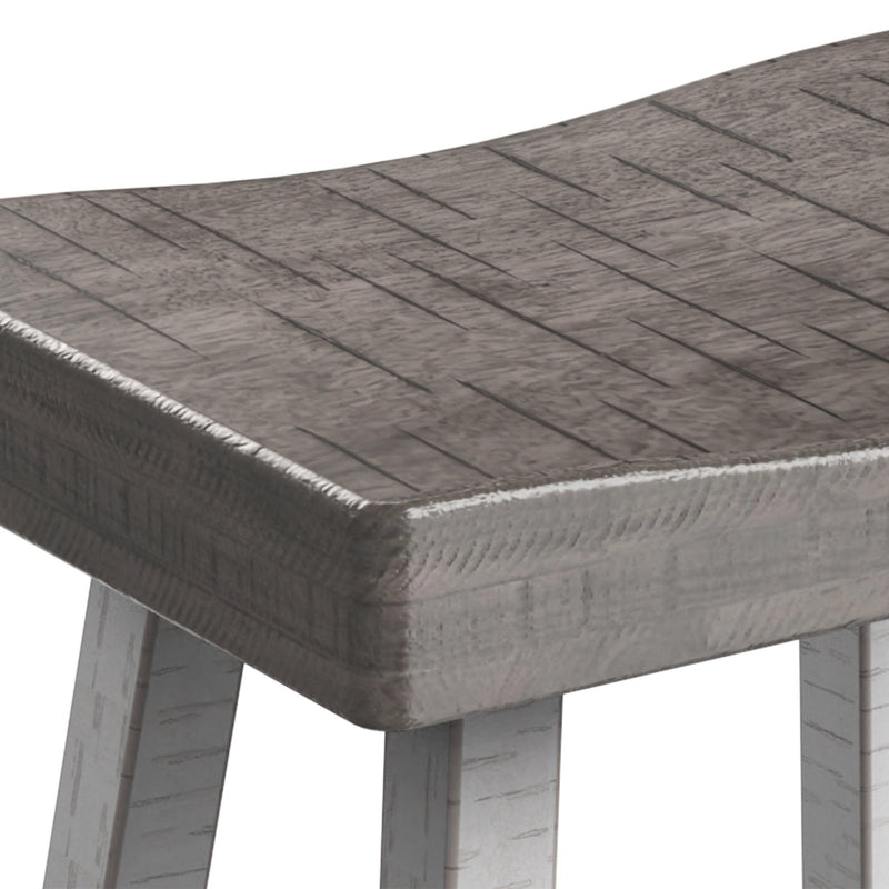 Parrot Uncle Set of 2 Farmhouse Solid Wood Bar Stools - Backless Saddle Seat Counter Height Chairs for Kitchen Island, Breakfast Nook & Home Office