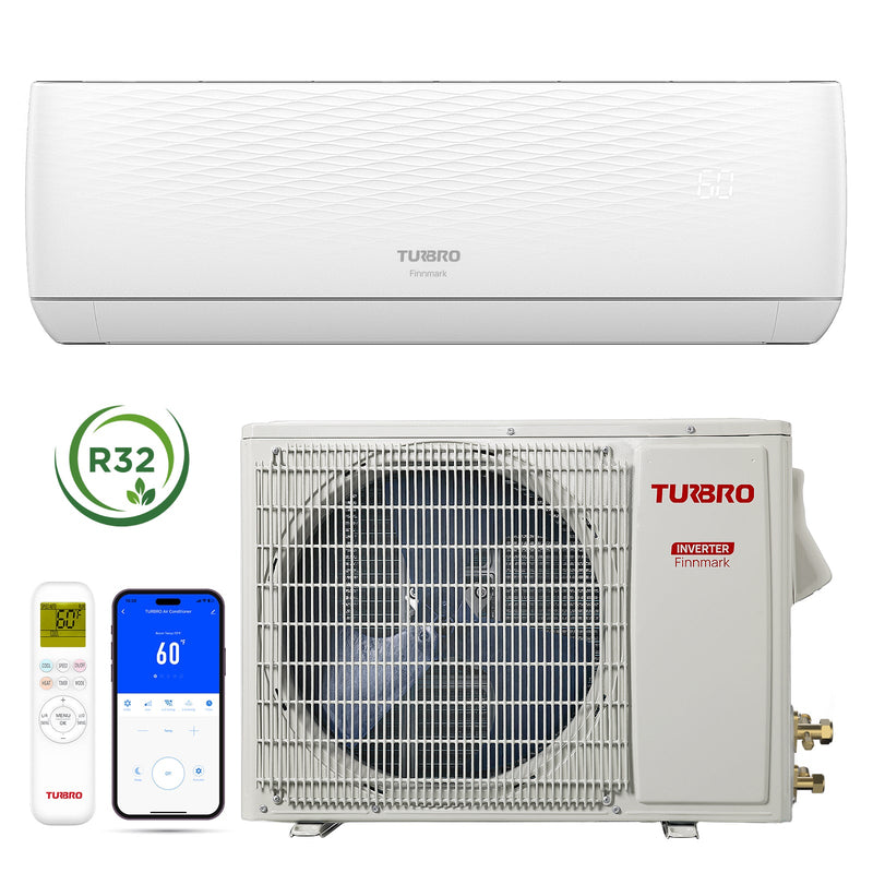 TURBRO Finnmark 18,000 BTU Mini Split Air Conditioner with Heat Pump and 16 Ft. Line Set, 230V, WiFi Ductless (707-SU-FM18K230)