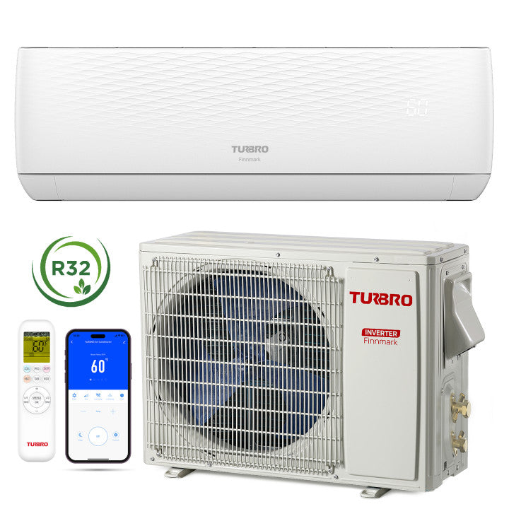 TURBRO Finnmark 24,000 BTU Mini Split Air Conditioner with Heat Pump and 16 Ft. Line Set, 230V, WiFi Ductless (707-SU-FM24K230)