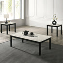 Parrot Uncle Findlay 3-Piece 47.5-Inch Rectangle Faux Marble Top Coffee Table Set with Solid Wood Legs