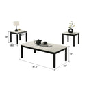 Parrot Uncle Findlay 3-Piece 47.5-Inch Rectangle Faux Marble Top Coffee Table Set with Solid Wood Legs