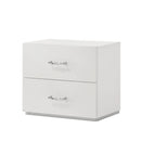 Parrot Uncle Stoholm Nightstand with 2-Drawer in Modern White & Chrome Handles (FM72000WH-N-PU)
