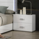 Parrot Uncle Stoholm Nightstand with 2-Drawer in Modern White & Chrome Handles (FM72000WH-N-PU)