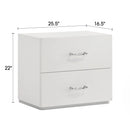 Parrot Uncle Stoholm Nightstand with 2-Drawer in Modern White & Chrome Handles (FM72000WH-N-PU)