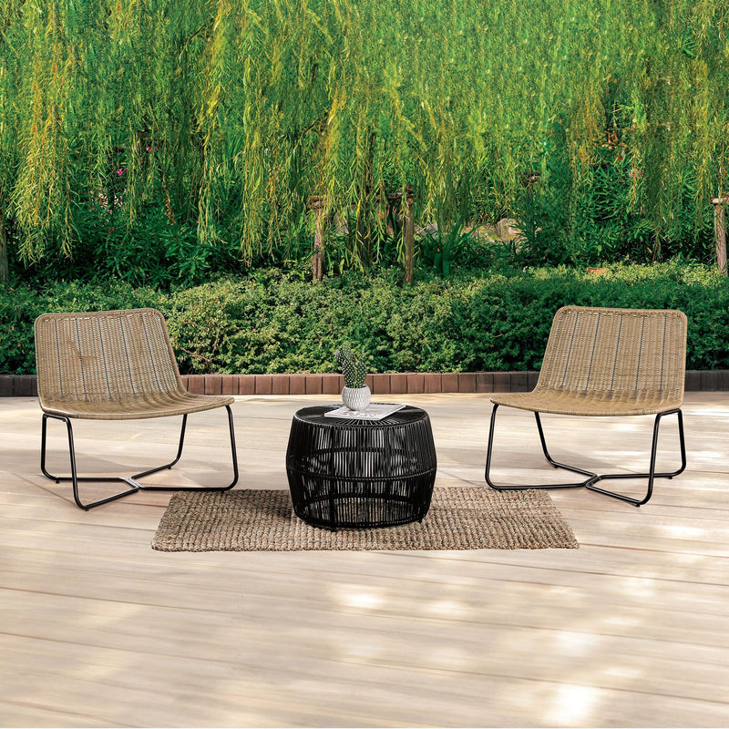 Parrot Uncle Sarabi 3-Piece Natural Wicker Outdoor Conversation Set (FM80003BK-T-3PC-PU)