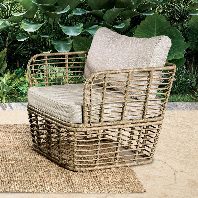 Parrot Uncle Johari Contemporary 3-Piece Outdoor Rattan Conversation Set (FM80016NT-3PC-PU)