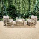 Parrot Uncle Johari Contemporary 3-Piece Outdoor Rattan Conversation Set (FM80016NT-3PC-PU)