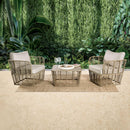 Parrot Uncle Johari Contemporary 3-Piece Outdoor Rattan Conversation Set (FM80016NT-3PC-PU)