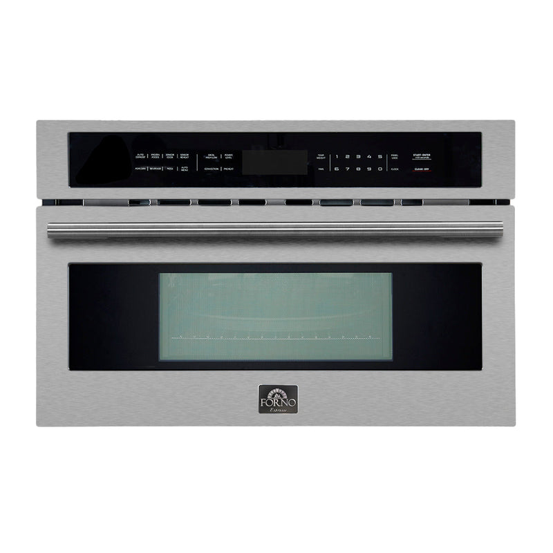 Forno 5-Piece Appliance Package - 30-Inch Gas Range, Under Cabinet Range Hood, Refrigerator wth Water Dispenser, Dishwasher, and 30-Inch Microwave Drawer in Stainless Steel
