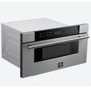 Forno 5-Piece Appliance Package - 30-Inch Electric Range, Under Cabinet Range Hood, French Door Refrigerator, Dishwasher, and 30-Inch Microwave Drawer in Black with Stainless Steel Handle