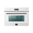 Forno 5-Piece Appliance Package - 30-Inch Inducton Range, Under Cabinet Range Hood, Refrigerator, Dishwasher, and 24-Inch Microwave Oven in White with Antique Brass Trim