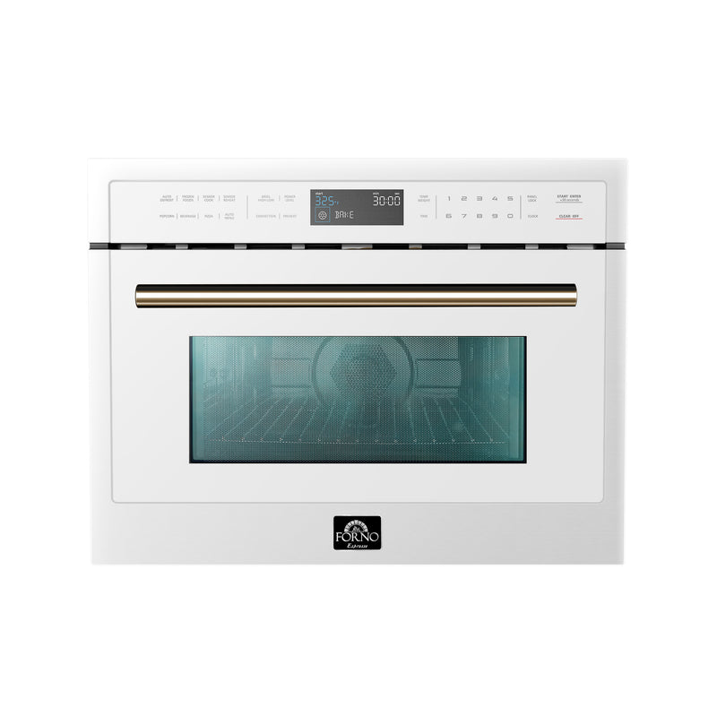 Forno Capoliveri Espresso 30-Inch 1.2 Cu.ft  Microwave Drawer in White with Brass Handle (FMWDR3000-30WHT)