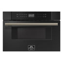 Forno 5-Piece Appliance Package - 30-Inch Induction Range, Under Cabinet Range Hood, French Door Refrigerator, Dishwasher, and 30-Inch Microwave Drawer in Black with Antique Brass Trim